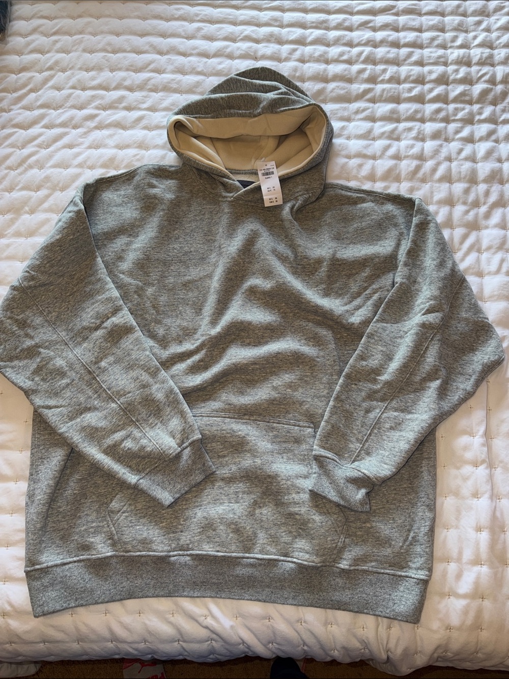 Abercrombie & Fitch Gray Crewneck Hoodie with Contrasting Cream Lining